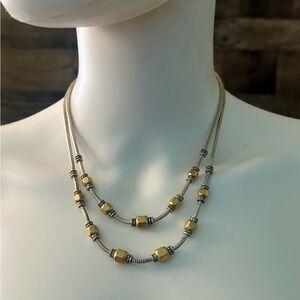 Brighton Retired Two-Toned Double Stranded Metal Beaded Necklace